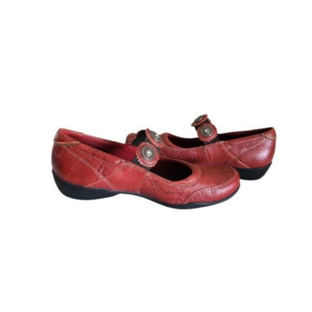 TAOS Leather Red Black Mary Jane Slip On Walk Skirt Casual Loafer Shoe Women 7 - Picture 4 of 13